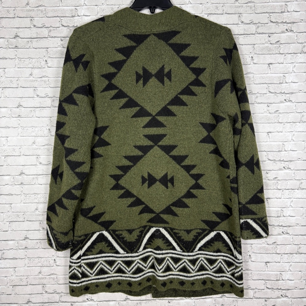 Frye Green Black Aztec Print Cardigan Womens Size L - Picture 8 of 9